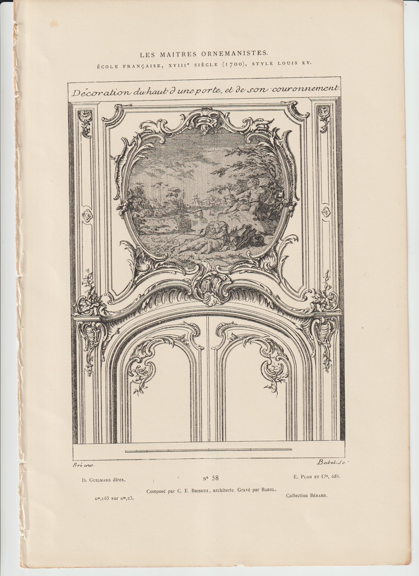 “Antique French Rococo Door Design — Louis XV Architectural Engraving, Plate 58”