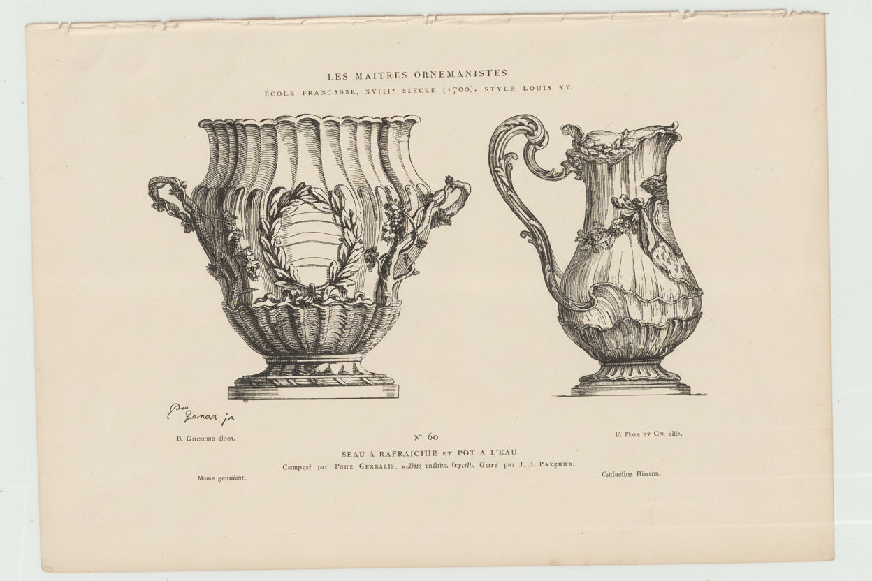 “1850s French Renaissance Ornament Engraving — Les Maîtres Ornemanistes, Plate 60 — Plon Edition”