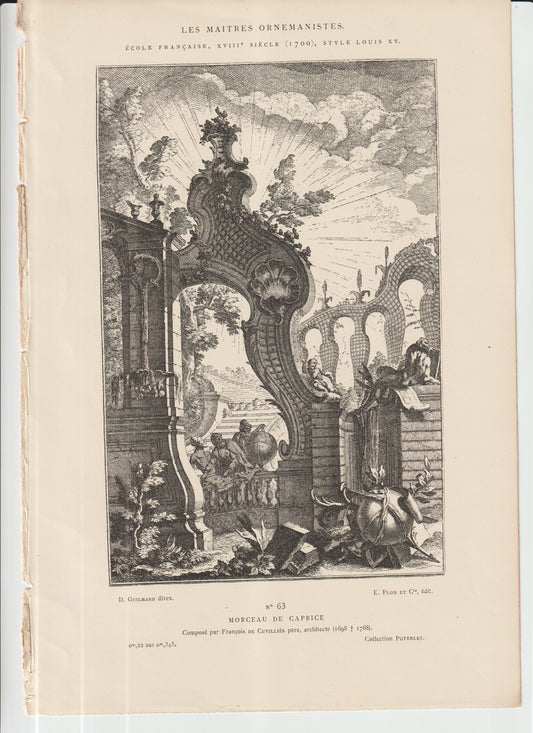 “Cuvilliés ‘Morceau de Caprice,’ Plate 63 – Original Plon et Cie Engraving from Les Maîtres Ornemanistes (French Rococo)”