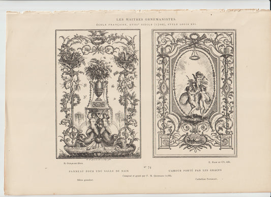 “‘L’Amour Porté par les Grâces,’ Louis XVI Engraving, E. Roux et Cie, 1790 — French Neoclassical Ornament”