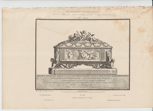 “1790 Louis XVI Coffre Design Engraving – French Neoclassical Furniture Plate – Les Maîtres Ornemanistes No. 78”