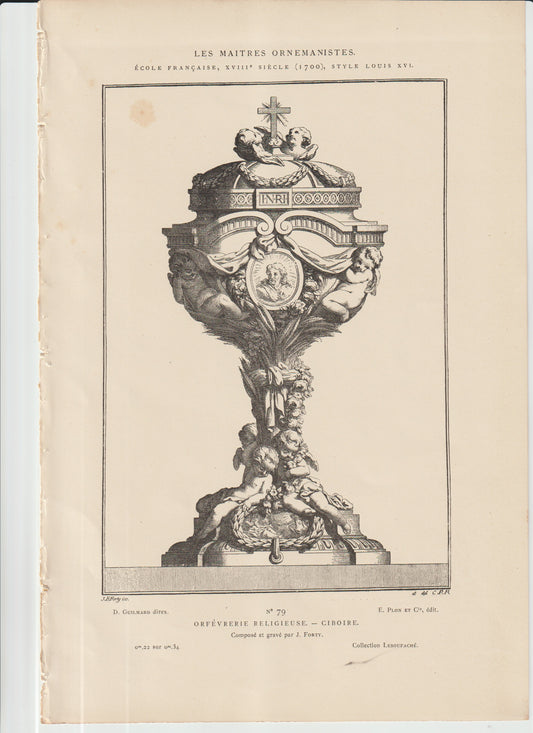 “Les Maîtres Ornemanistes No. 79 – Religious Ciborium Engraving by J. Forty (Plon et Cie, 19th C.)”