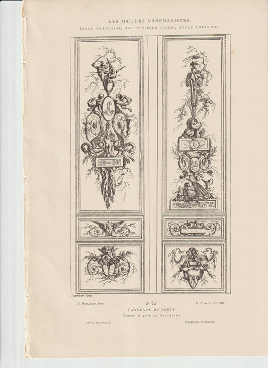 “Les Maîtres Ornemanistes No. 82 — Salembier ‘Panneaux de Porte’ — Antique Architectural Engraving (Plon et Cie)”