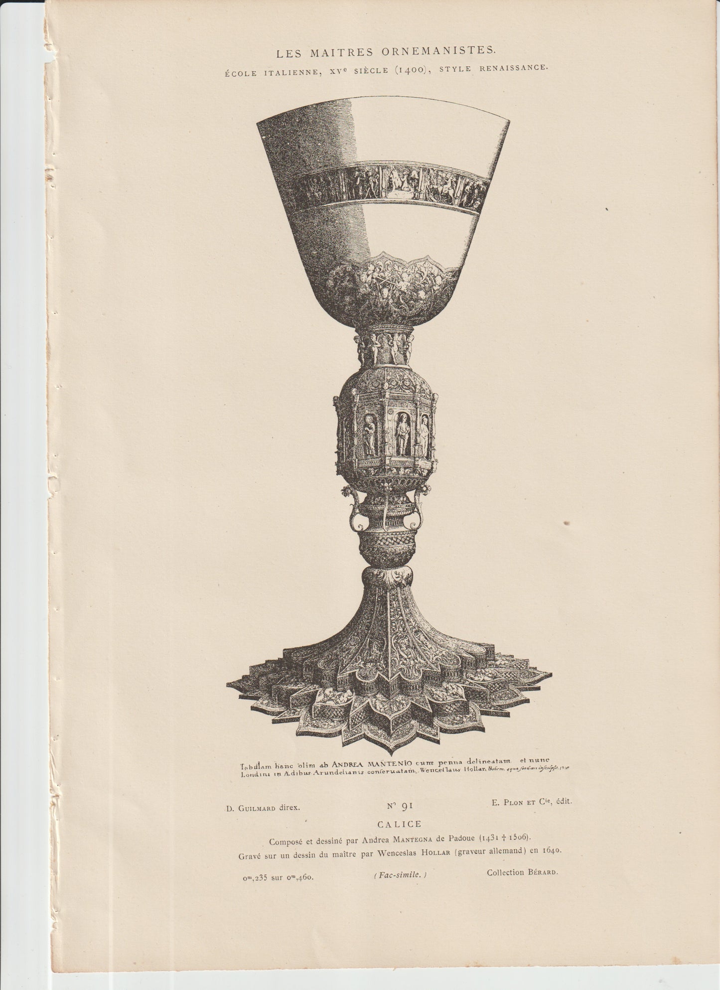 “Renaissance Chalice Engraving • Andrea Mantegna Design • 1640 Hollar Facsimile • Italian Ornamental Art Print”