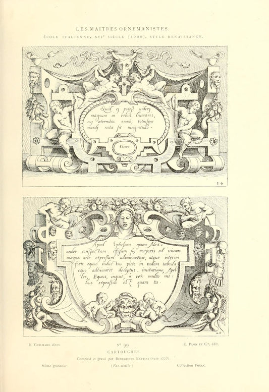 Les Maîtres Ornemanistes Plate 99 — 18th‑Century Rococo Ornament Engraving — Original Antique French Decorative Art Print