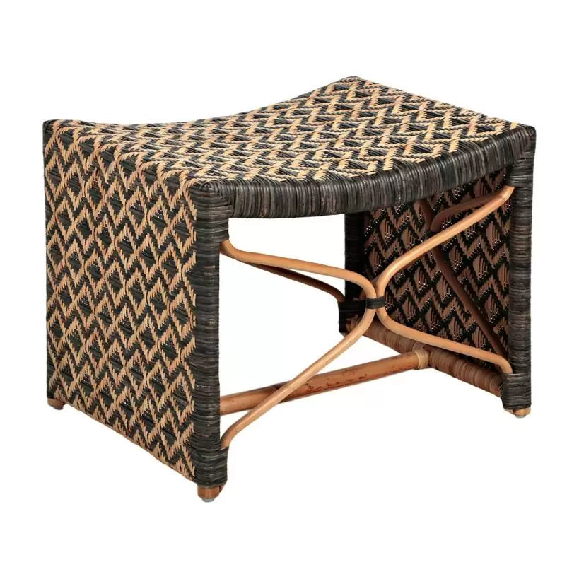 Stool With Pattern Bennet Stool by Gabby – Handwoven Two-Tone Rattan Stool with Diamond ...