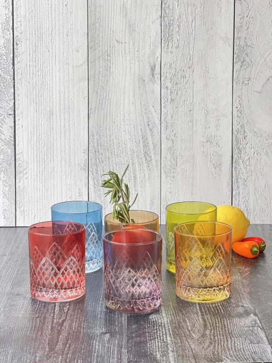 Drinking Glass Accented with Colored Pyramids