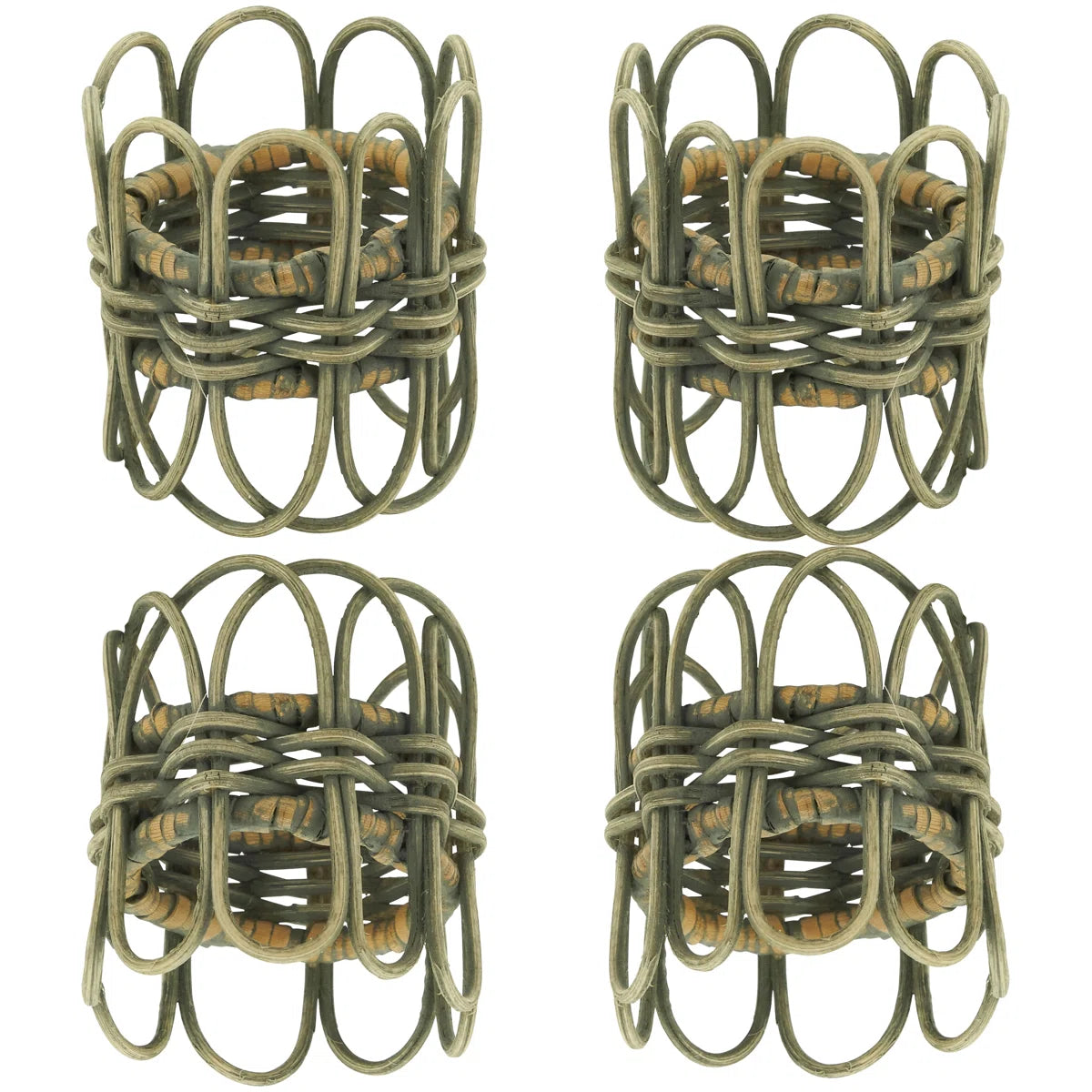 Twisted Rattan Napkin Ring Gray
