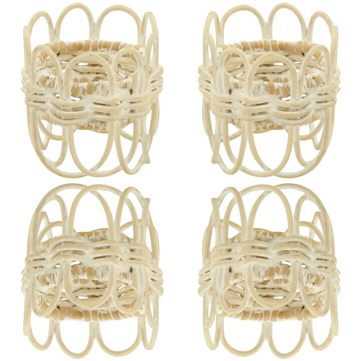 Twisted Rattan Napkin Ring white